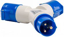 Разветвитель кабельный двухлучевой Кэаз 16А 2P+PE 230В IP44 синий  картинка 